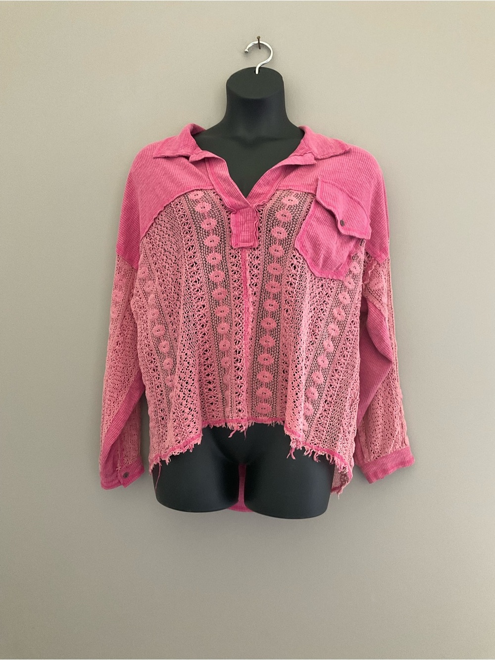 POL Pink Embroidered Women's Top